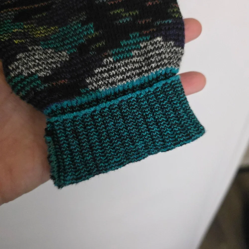 VTG Mondo di Marco Teal Purple Geometric Grandpa Cardigan Sweater. Italy‎ Med